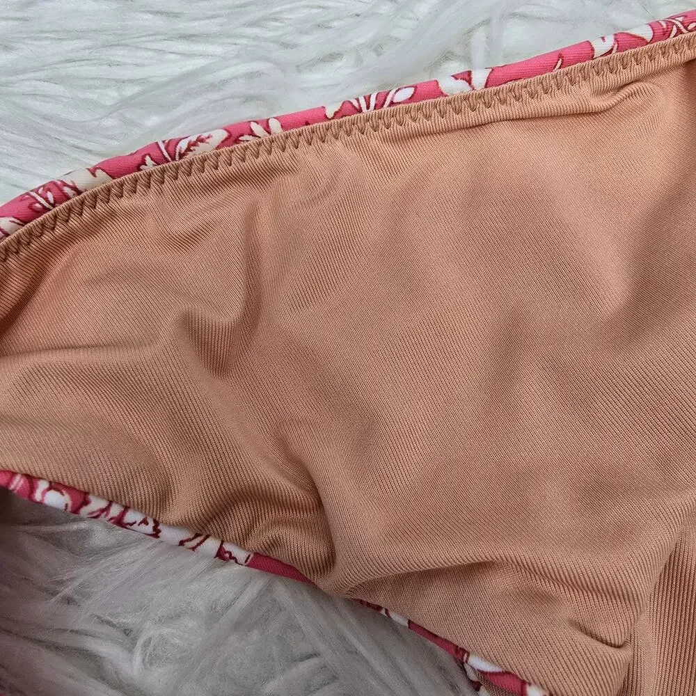 NWT  J. Crew Curved Waist Cheeky Bikini Bottoms Plus Size 3X Pink Floral BH553